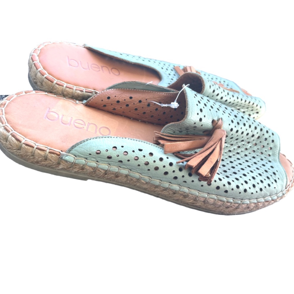 New Bueno leather tassel slide sandals espadrilles 41 US 10